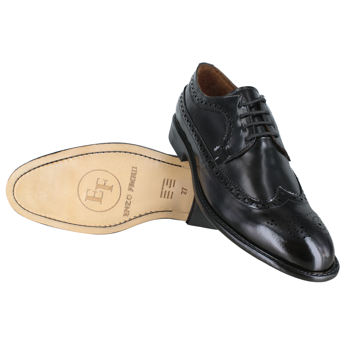Zapato 701 Caballero Camaleón Negro Suela Cuero
