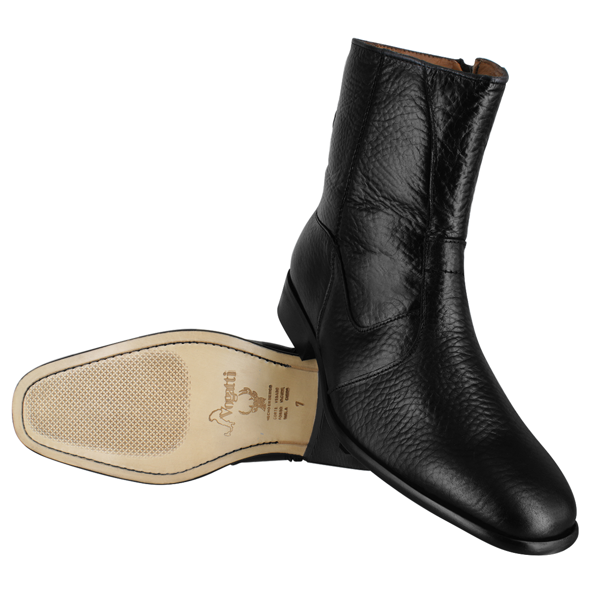 Bota 5705 Caballero Venado Negro Suela Cuero Natural