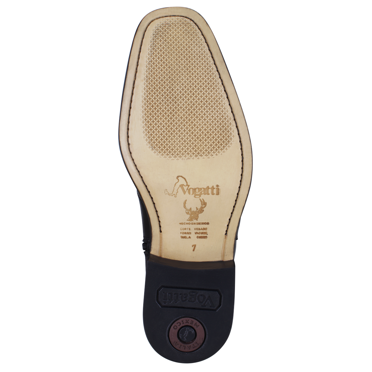 Bota 5705 Caballero Venado Negro Suela Cuero Natural