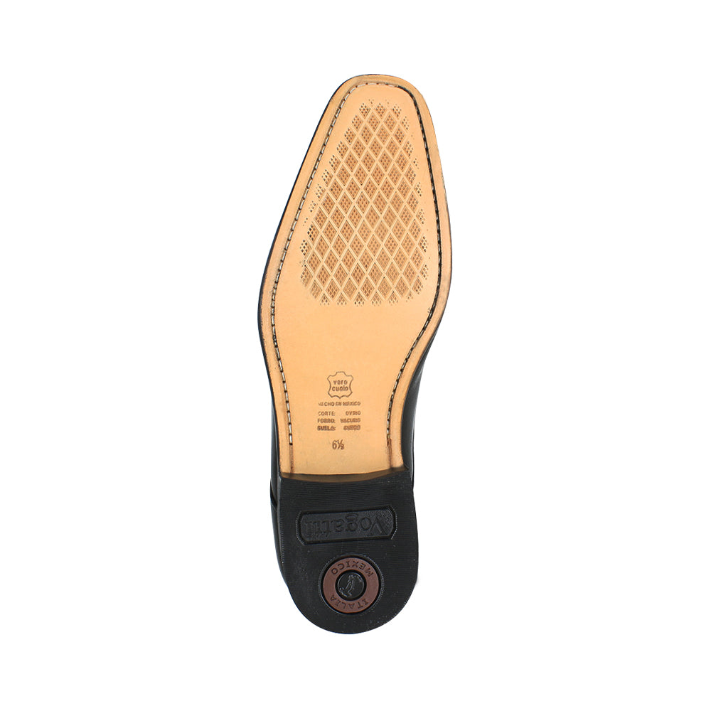 Zapato 1524 Caballero Mestizo Liso Negro Suela Cuero