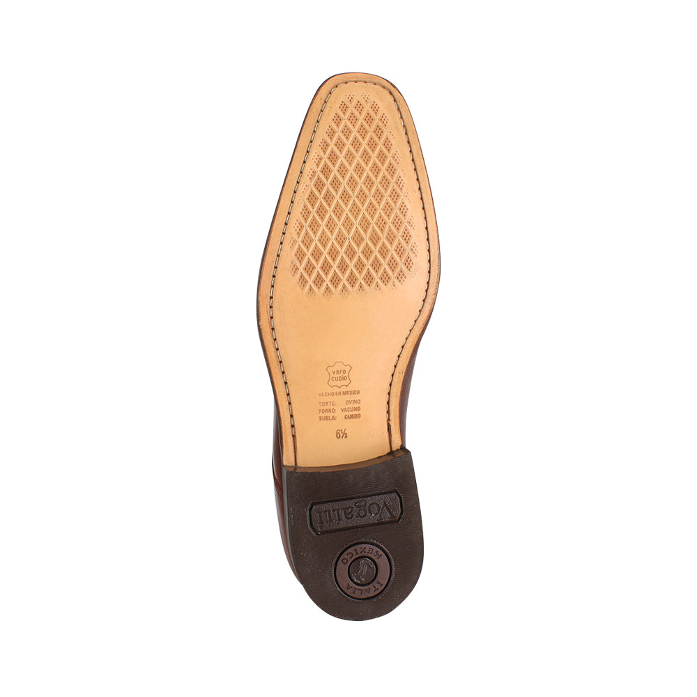 Zapato 1524 Caballero Mestizo Liso Tabaco Suela Cuero