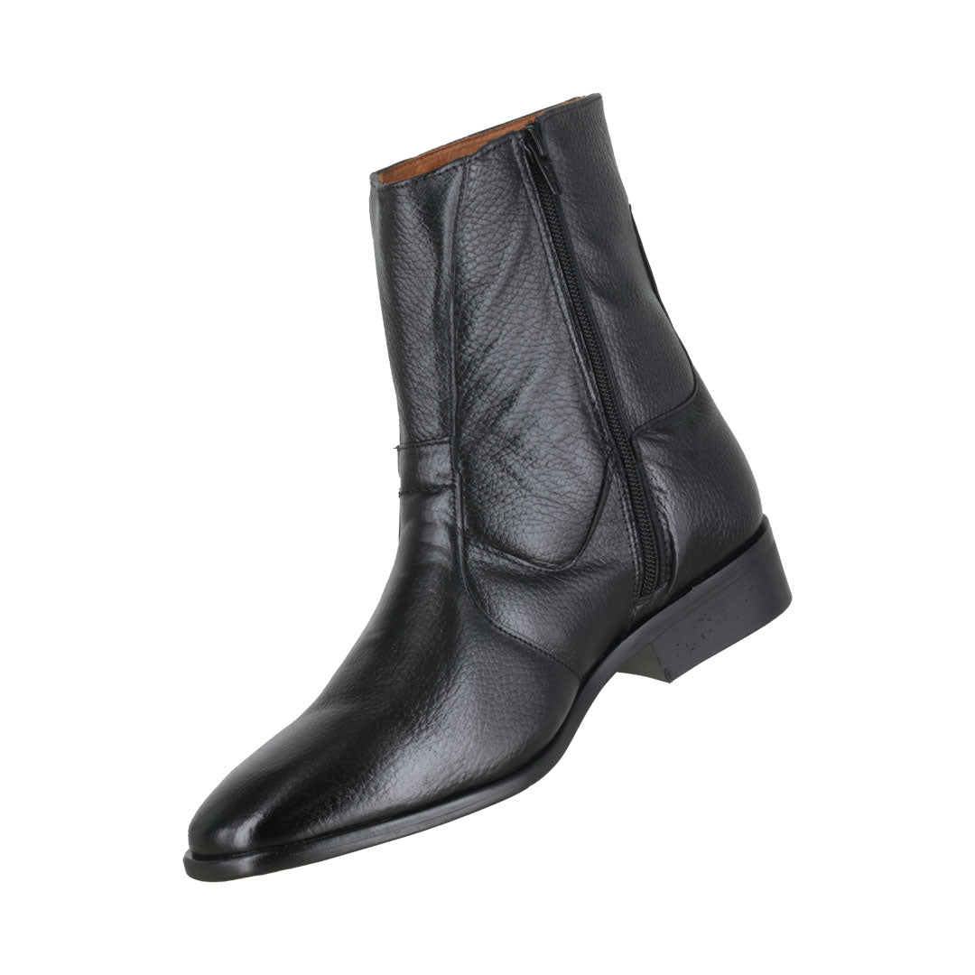 Bota 5705 Caballero Mestizo Grabado Negro Suela Cuero