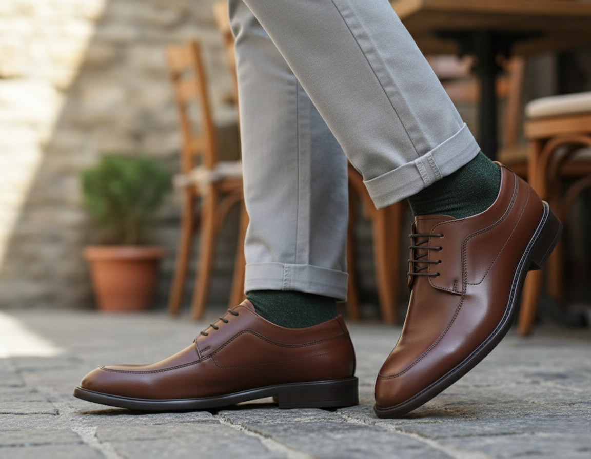 Zapato 1306 Caballero Ternera Brown Suela Cuero Injerto