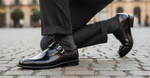 Zapato 717 Caballero Camaleón Negro Suela Cuero
