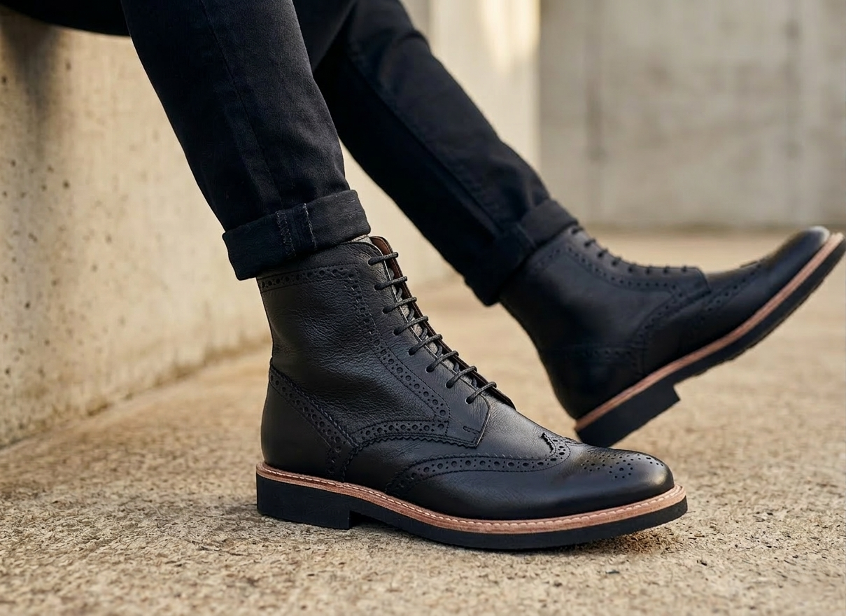 Bota 8022 Caballero Ternera Negro Suela EVA Tachos