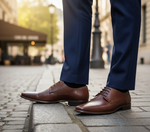 Zapato 1500 Caballero Mestizo Liso Tabaco Suela Cuero