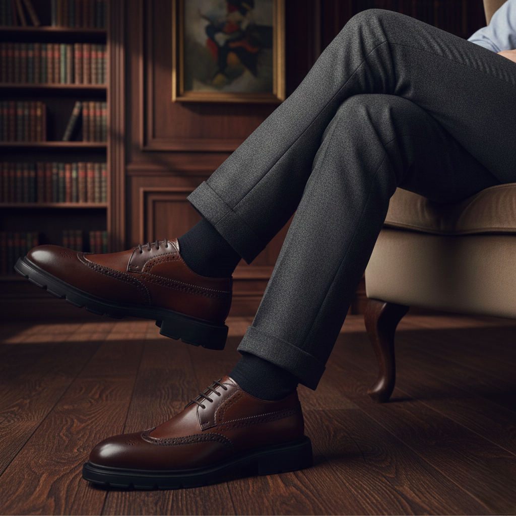 Zapato 1326 Caballero Mestizo Liso Capuchino con Moka Suela EVA Roma