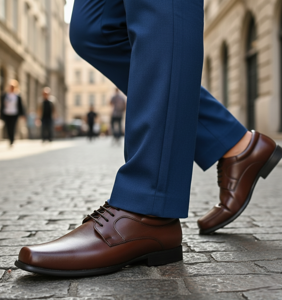 Zapato 1607 Caballero Mestizo Liso Tabaco Suela PU
