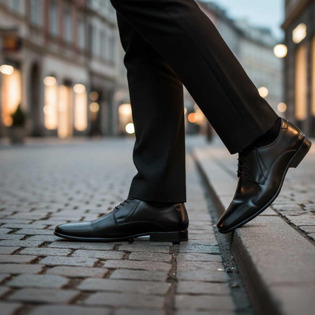 Zapato 1500 Caballero Mestizo Liso Negro Suela Cuero