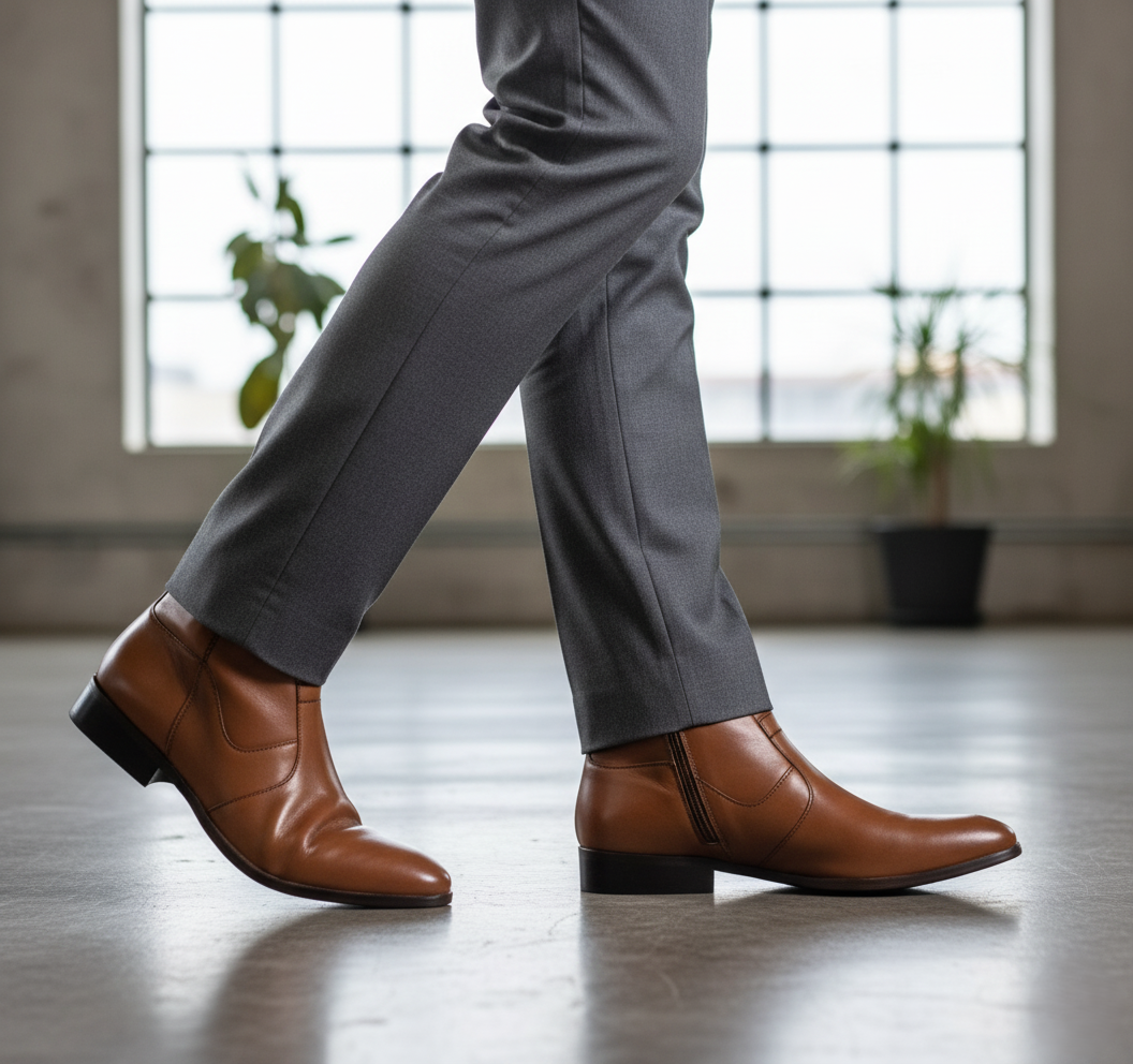 Bota 5705 Caballero Mestizo Liso Miel Suela Cuero