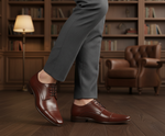 Zapato 1524 Caballero Mestizo Liso Tabaco Suela Cuero