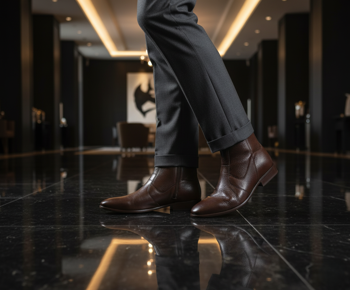 Bota 5705 Caballero Venado Café Suela Cuero Natural