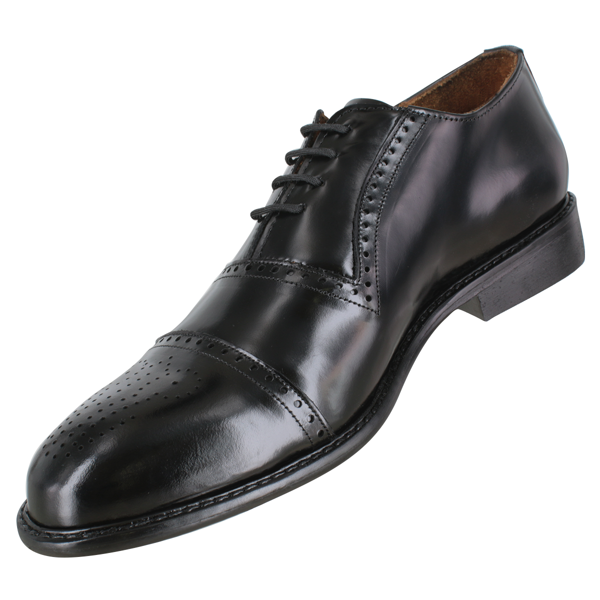 Zapato 705 Caballero Camaleón Negro Suela Cuero