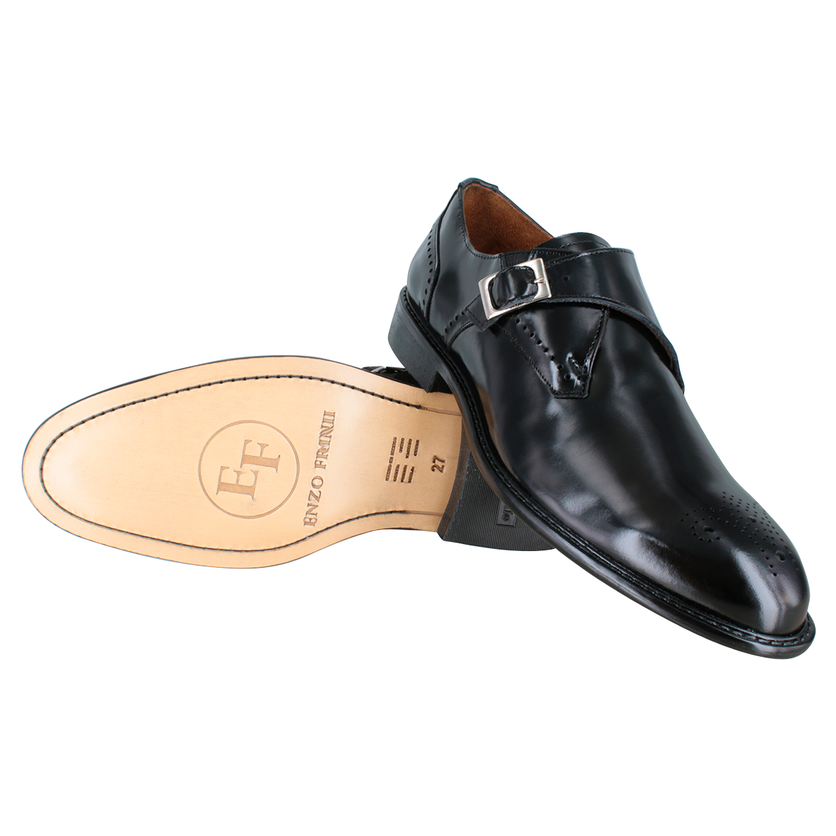 Zapato 717 Camaleón Negro Suela Cuero