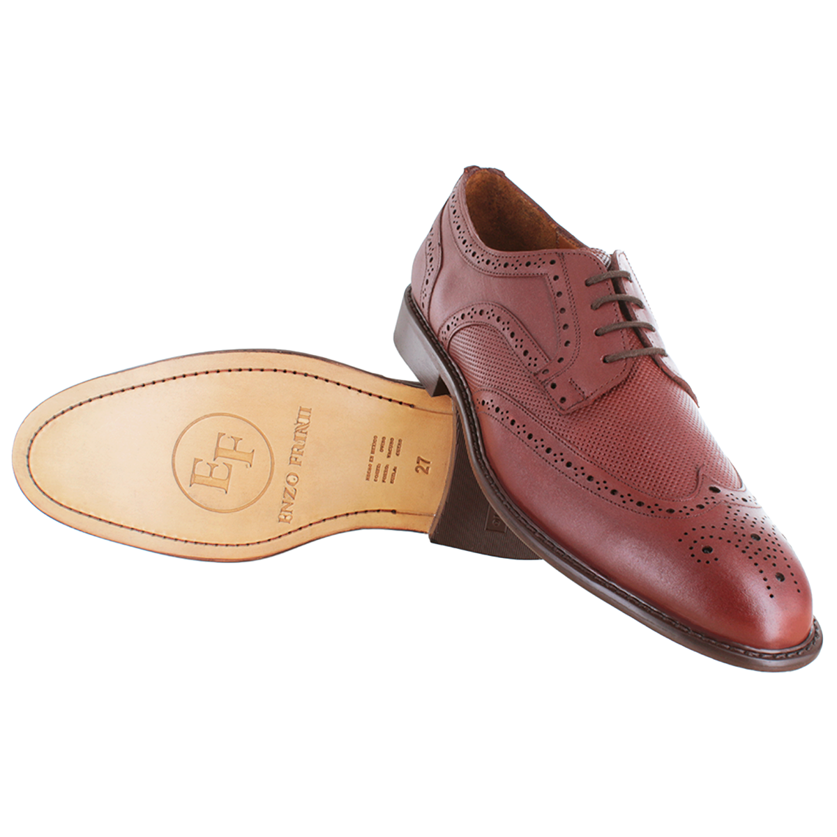 Zapato 702-1 Ternera Tabaco Suela Cuero