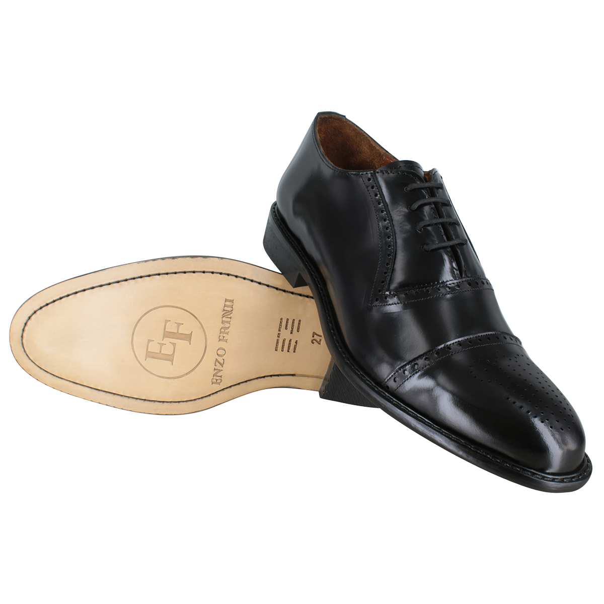 Zapato 705 Caballero Camaleón Negro Suela Cuero